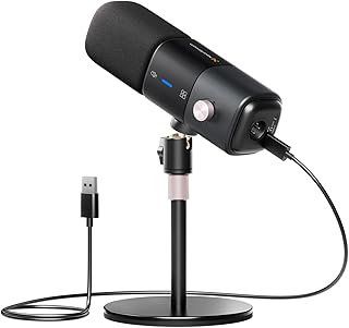 NearStream AM25X USB/XLR Kondensator Mikrofon mit ständer,Podcast Mikrofon Set, EIN-TIPP Stummschaltung, Rauschunterdrückung & Monitoring für Streaming,Studio und PC/PS5/PS4 Gaming