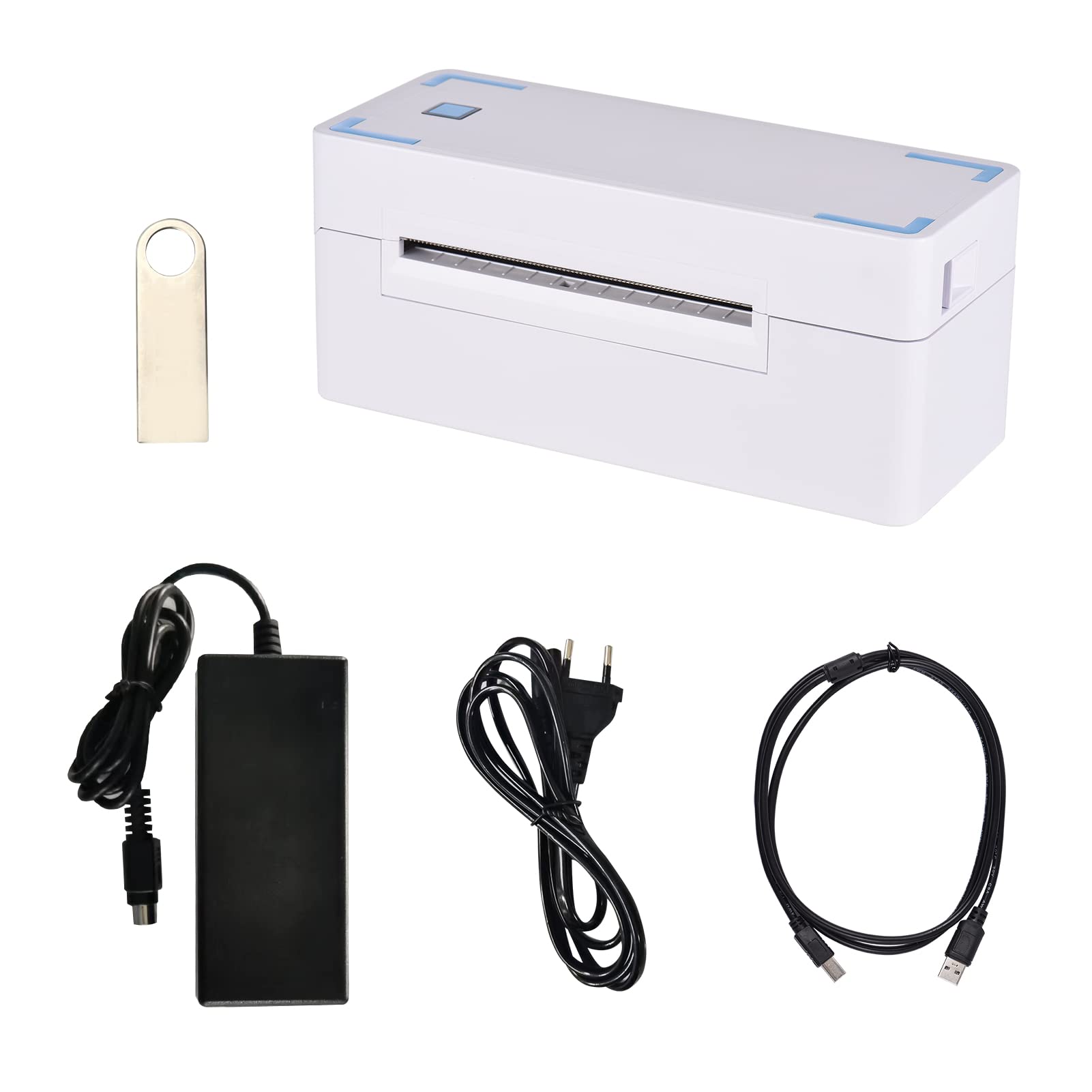 HUIOP Etykieciarka, termiczna drukarka etykiet wysyłkowych 4 cale pulpit Ekspresowy kod kreskowy Label Sticker Maker 4X6 Przenośne połączenie USB Max. Szerokość papieru 80 Mm 180 Mm/S Gniazdo w