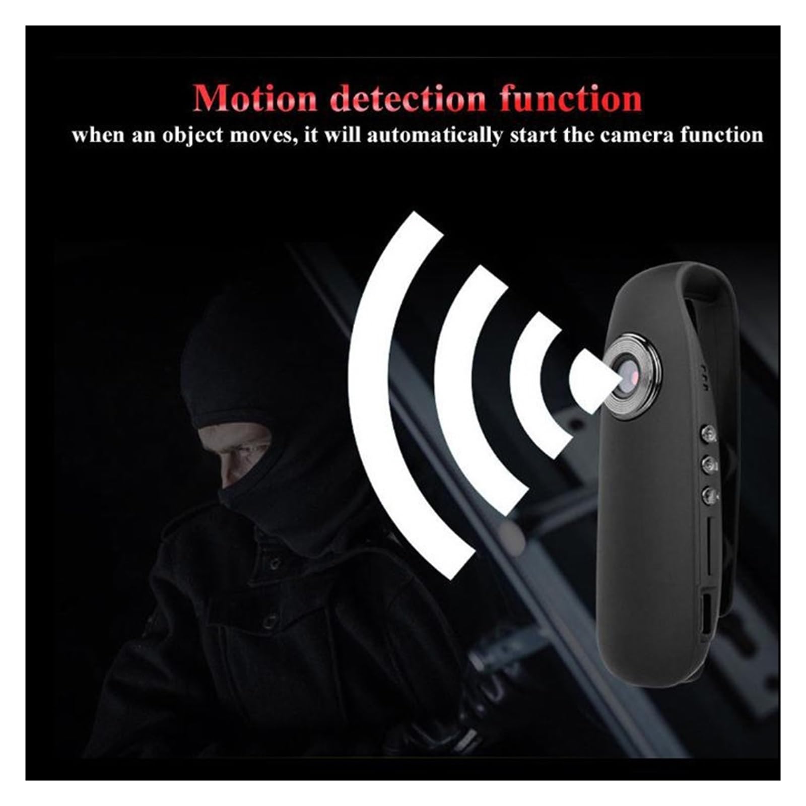 Videocamera d'azione Videoregistratore Digitale Mini videocamera con Clip Posteriore Dash Cam Telecamera della Polizia Telecamera for Moto grandangolare Chiarezza Precisa(Cam ADD 16gb Card)