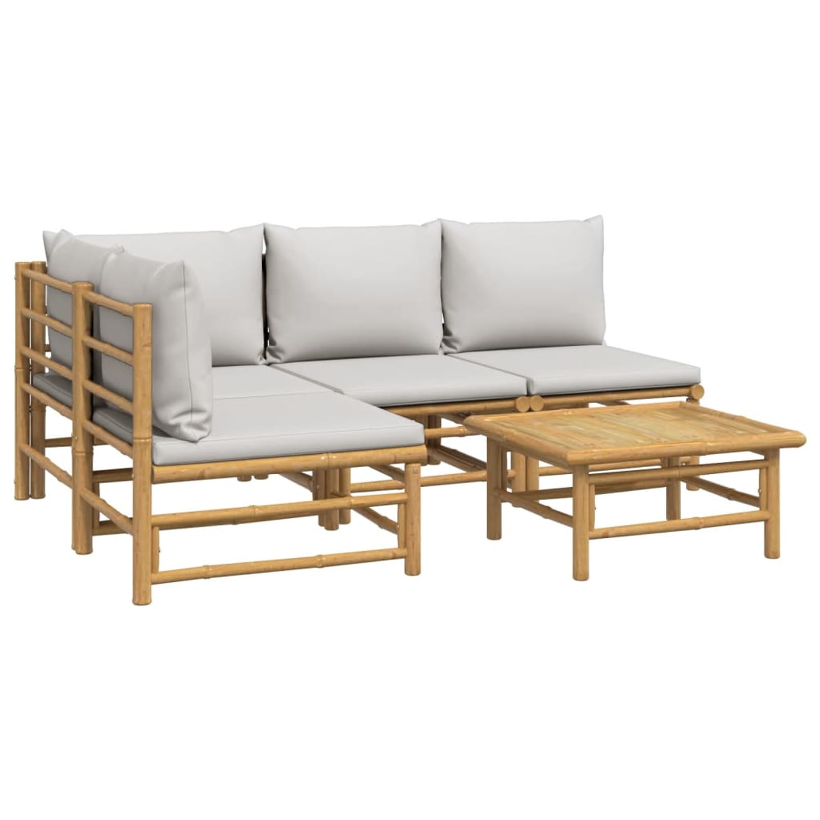 BAZZI Bambus Lounge Wintergarten 5-TLG Outdoor Balkon Modulares Sofa  Gartenmbel Set Mit Kissen Hellgrau Gartenlounge Set Holz  (Eckteil+3xMittelteil+Tisch) : Amazon.de: Garten