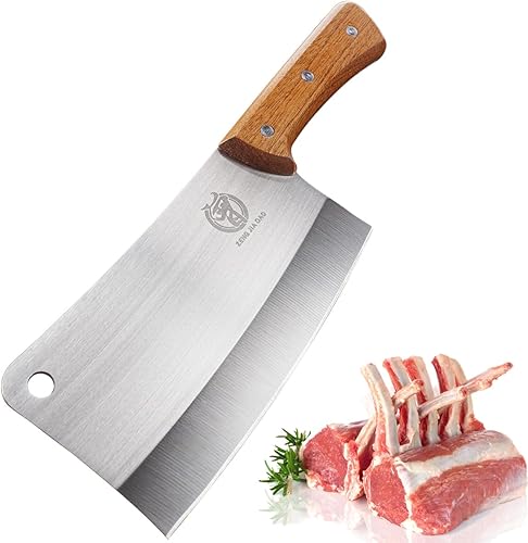 ZENG JIA DAO Meat Cleaver Knife, 6.7" Stainless Steel Butcher Chopper with Black Coating Ergonomic Sturdy Handle 2023 Gift