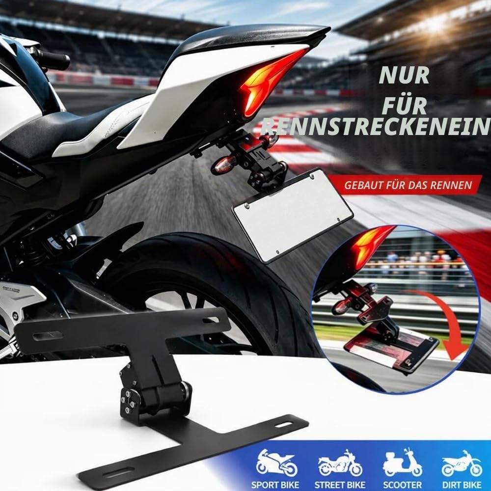 Universeller Motorrad-Kennzeichenhalter klappbar, verstellbar elektrischer Faltbarer Motorrad-Kennzeichenhalter, Ersatzteil für Motorrad-Umbauten