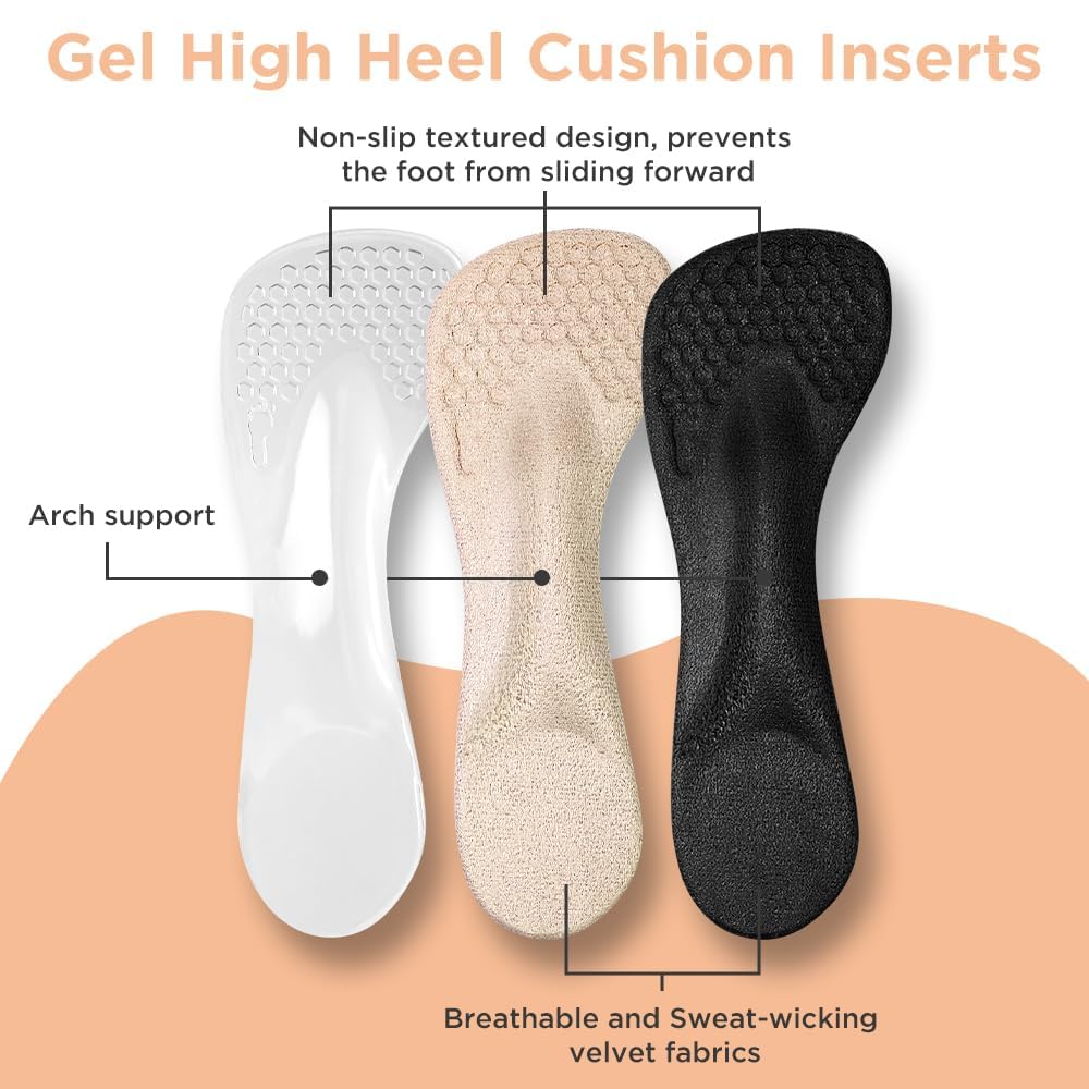 2 Paia Solette In Gel Per Tacchi Alti, Solette Gel Donna, Soletta Scarpe Donna, Supporto Per Arco, Adatto A Scarpe Eleganti, Sandali, Stivali Bassi E Tacchi Alti, Trasparente