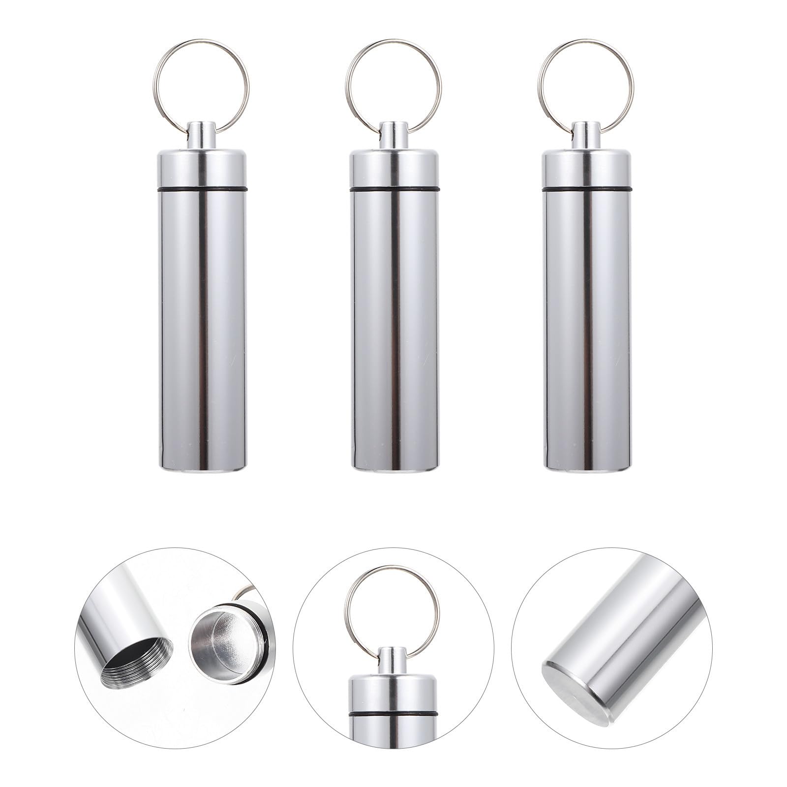 Contenedor de Almacenamiento Pack de 3 Unidades de Aleación de, Color Plata para Hisopos y Palillos de Dientes Adecuado para y Llavero