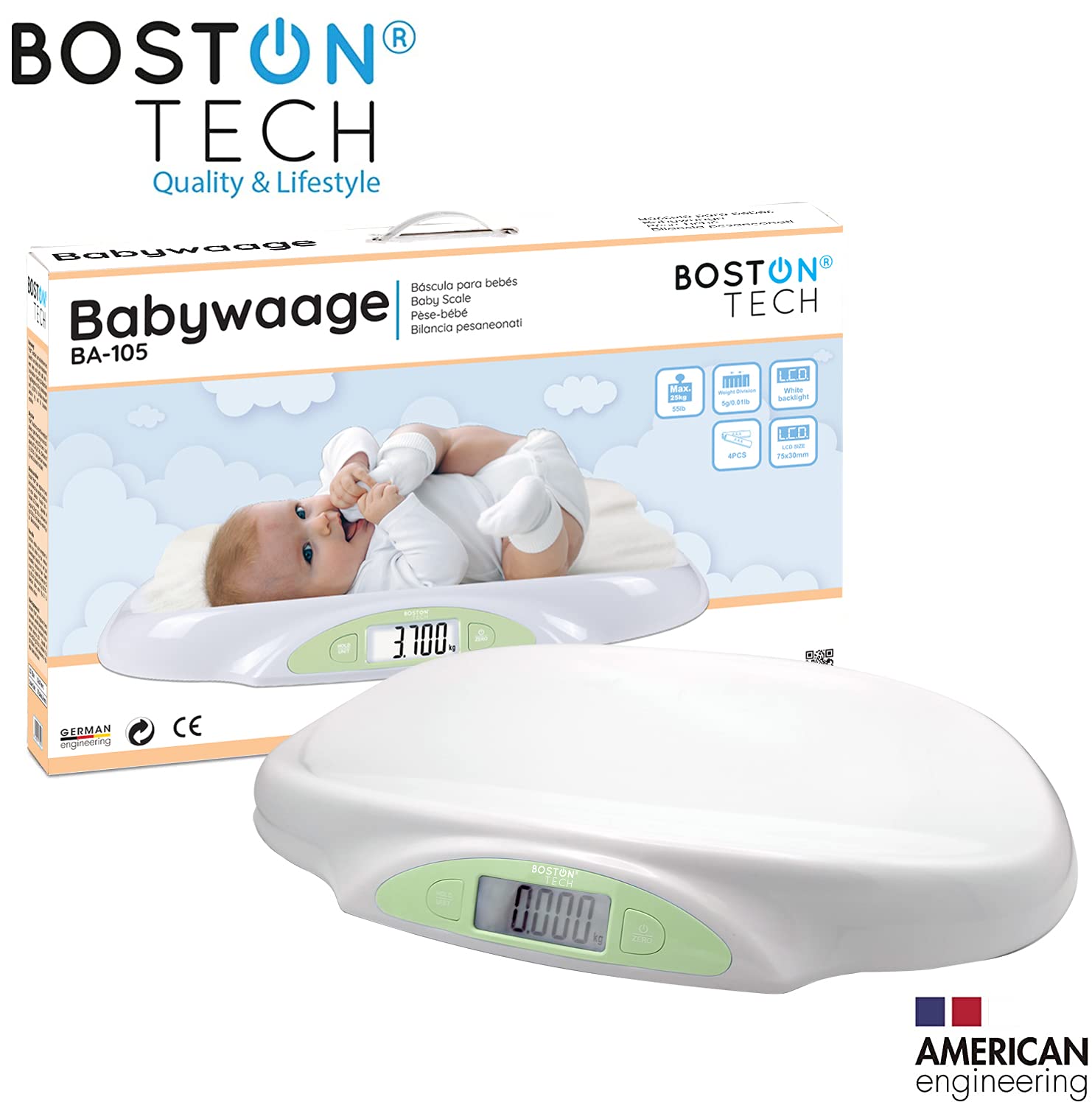 Boston Tech 8436576772775 - Boston Tech BA-105 - Bascola per neonati e animali domestici. Per neonati fino a 25 kg. Batterie incluse.