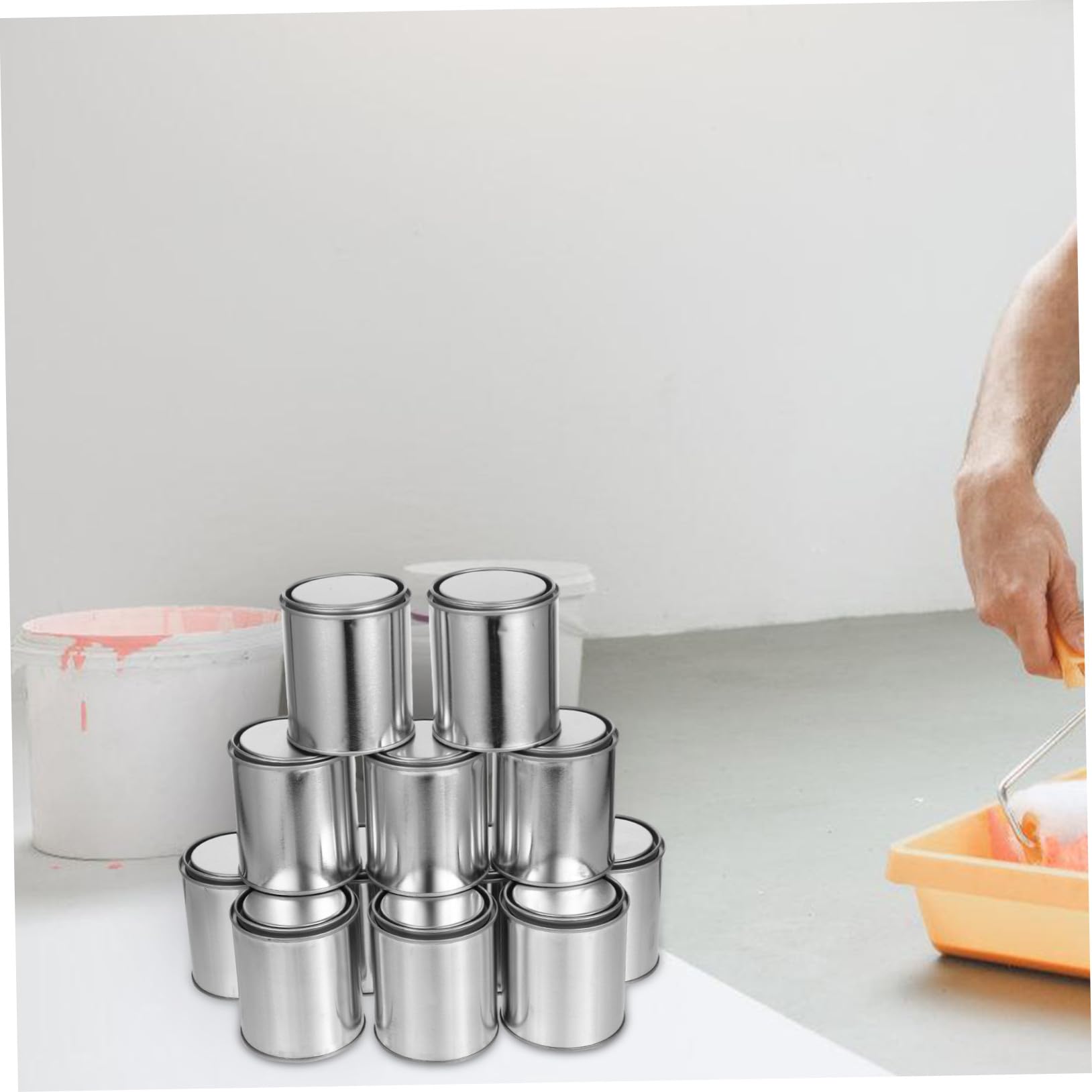 Didiseaon Latas de Pintura Metálicas Vacías Contenedores de Almacenamiento con Tapas Latas de Pintura Pequeñas para Manualidades y Proyectos de Bricolaje