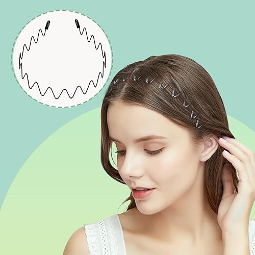 Miniatura 4 de ELANE 10 Pcs Metal Headbands for Men, Curly Hair Headbands for Women Wire Headbands for Women, Metal Hair Bands Long Hair