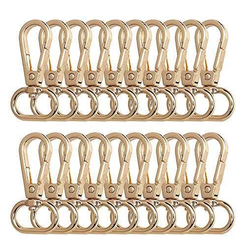20 Pièce Pivotant Crochet Fermoir, Mousquetons Dorés Pivotants, pour Cordon Porte-Clés, Fabrication de Bijoux Artisanaux, Laisse pour Chien, Peut Être Pivoté à 360 ° Cover