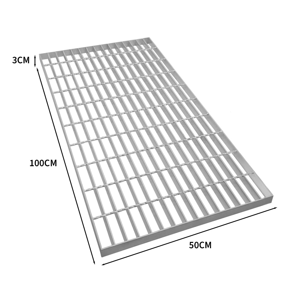 Canaleta Drenaje Cuadrícula Malla Rejilla Acero Galvanizado para Pasarela Pasillo Forja Piso Suelo Desagüe Ventilación Resistencia a Intemperie 500x1000x30mm Espesor Metal 4mm Capacidad Carga 500kg