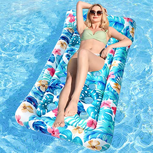 Inflatable Pool Floats Raft - Oversized Pool Raft And Float For Adults, Cooling Pool Float Contour Lounger With Headrest For Swimming Pool, Lake, Summer Party Float #TOP1