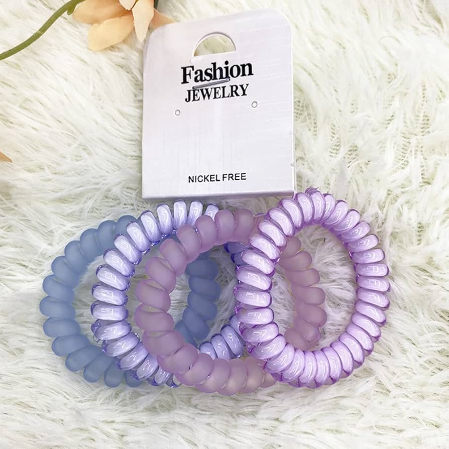 ヘアアクセサリー ヘアゴム 4点セット スパイラルヘアゴム マルチカラー スプリングゴム かわいい おしゃれ電話コード型ヘアゴム 水に強い 丈夫 髪跡付かない レディース ヘアアクセサリー (Bセット)