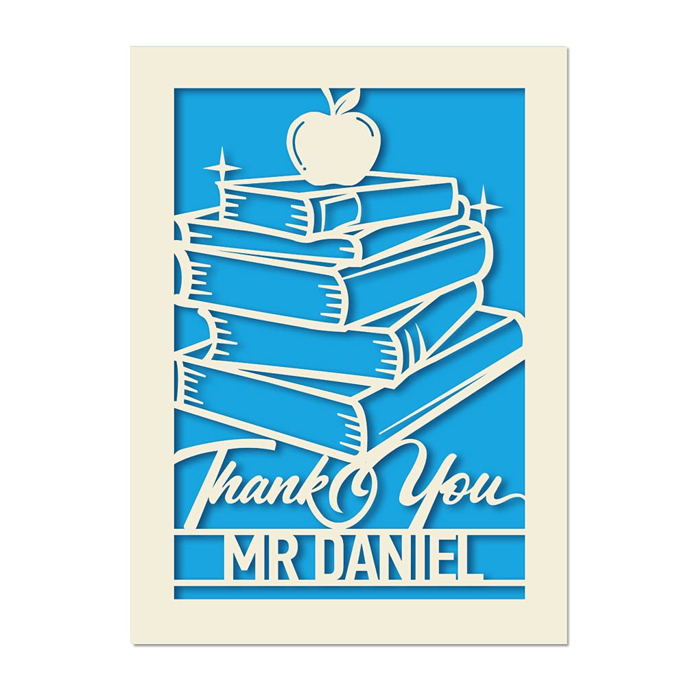 Thank You Card Personalized Thank You Teacher Card Nursery Teacher Thank You Gift Personalized Teachers Gifts End of Year School Nursery Tutors Present from Student With Envelopes (Blue)