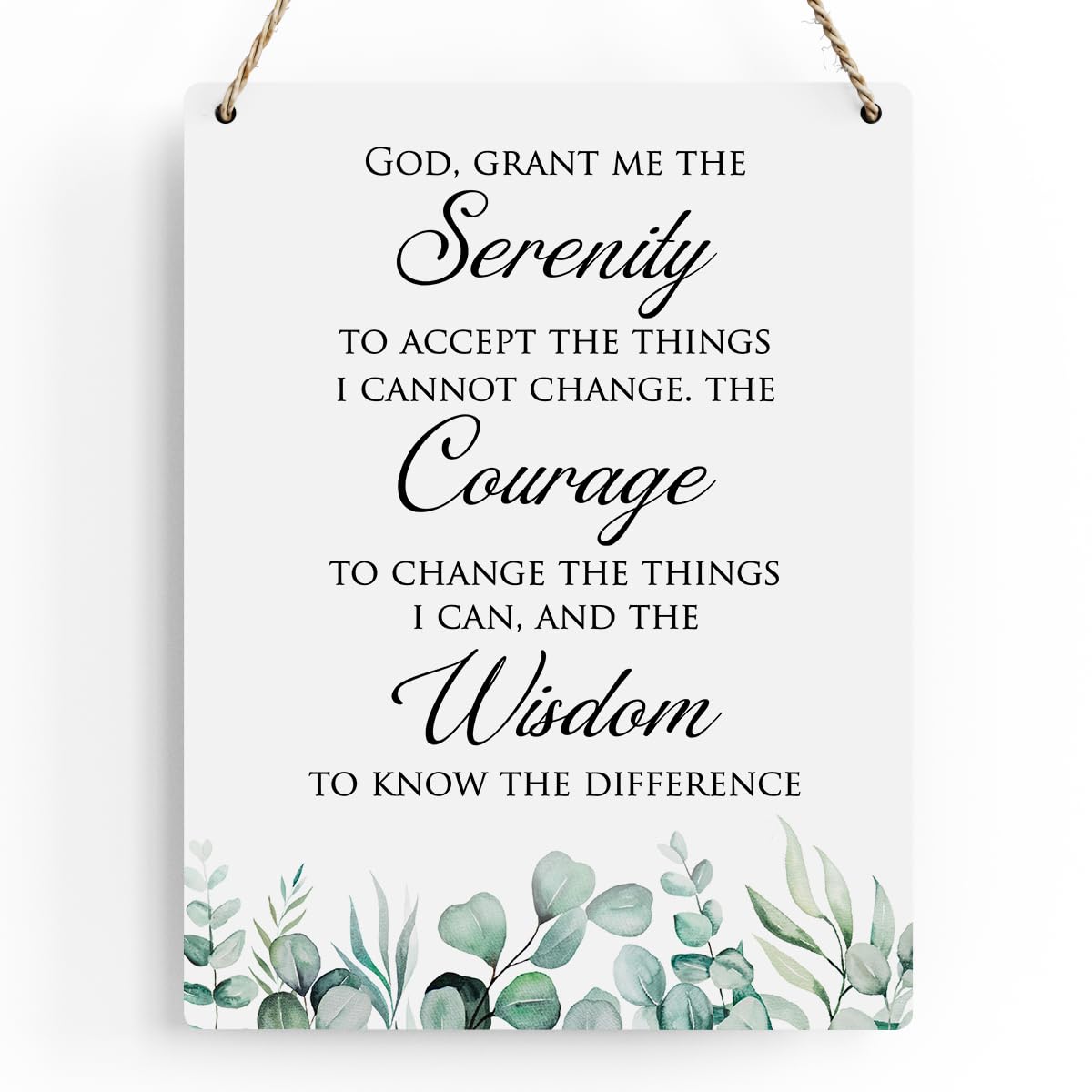 BELLOWDEER Inspirational Decor God, Grant Me The Serenity Christian Gifts Bible Verse Wall Art Scripture Wooden Hanging Sign for Modern Home Office Bathroom Bedroom Wall Art Decoration 8 x 10 Inches