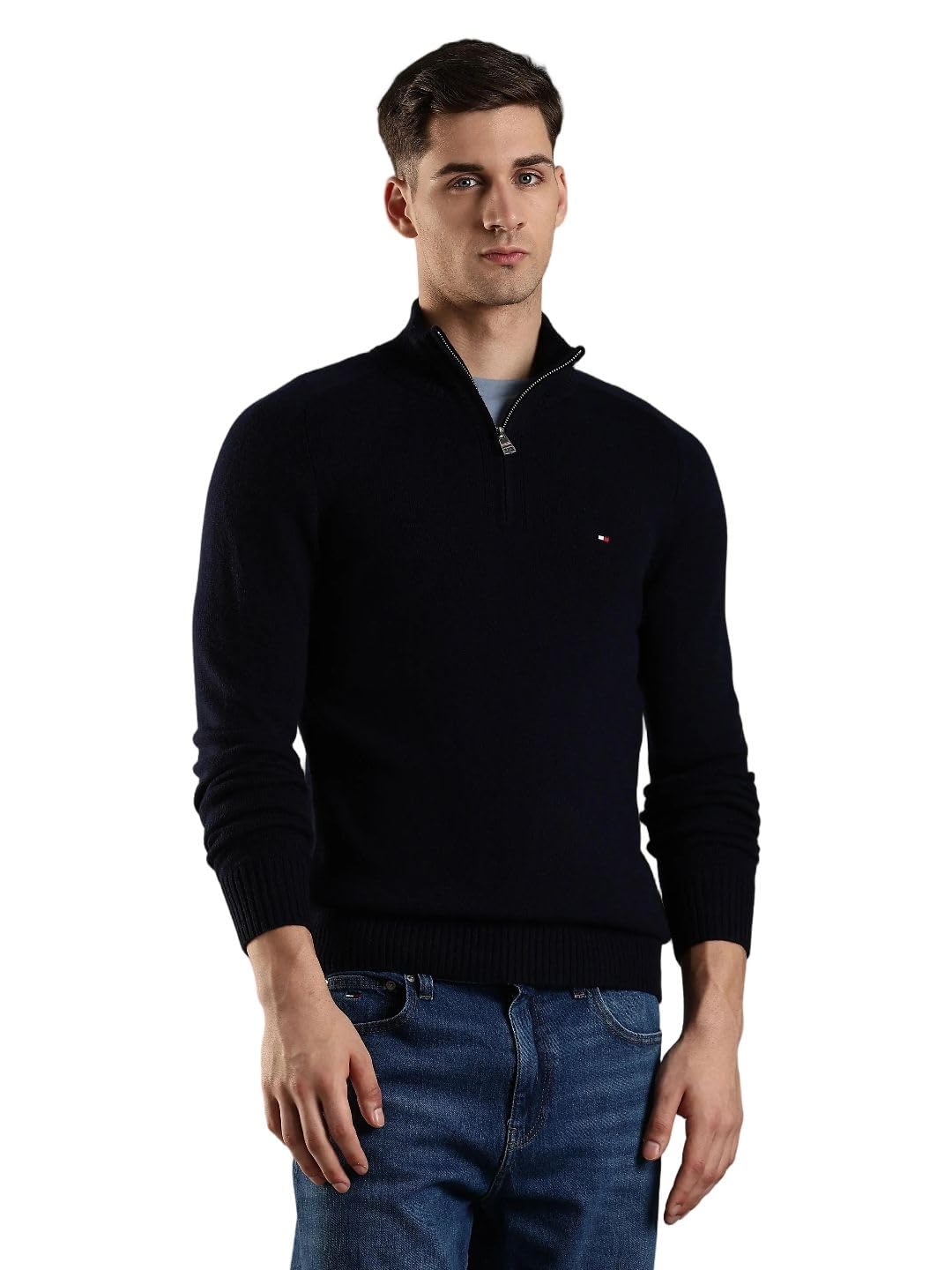 Regular fit Wool Half-Zip Neck Pullover-image-7