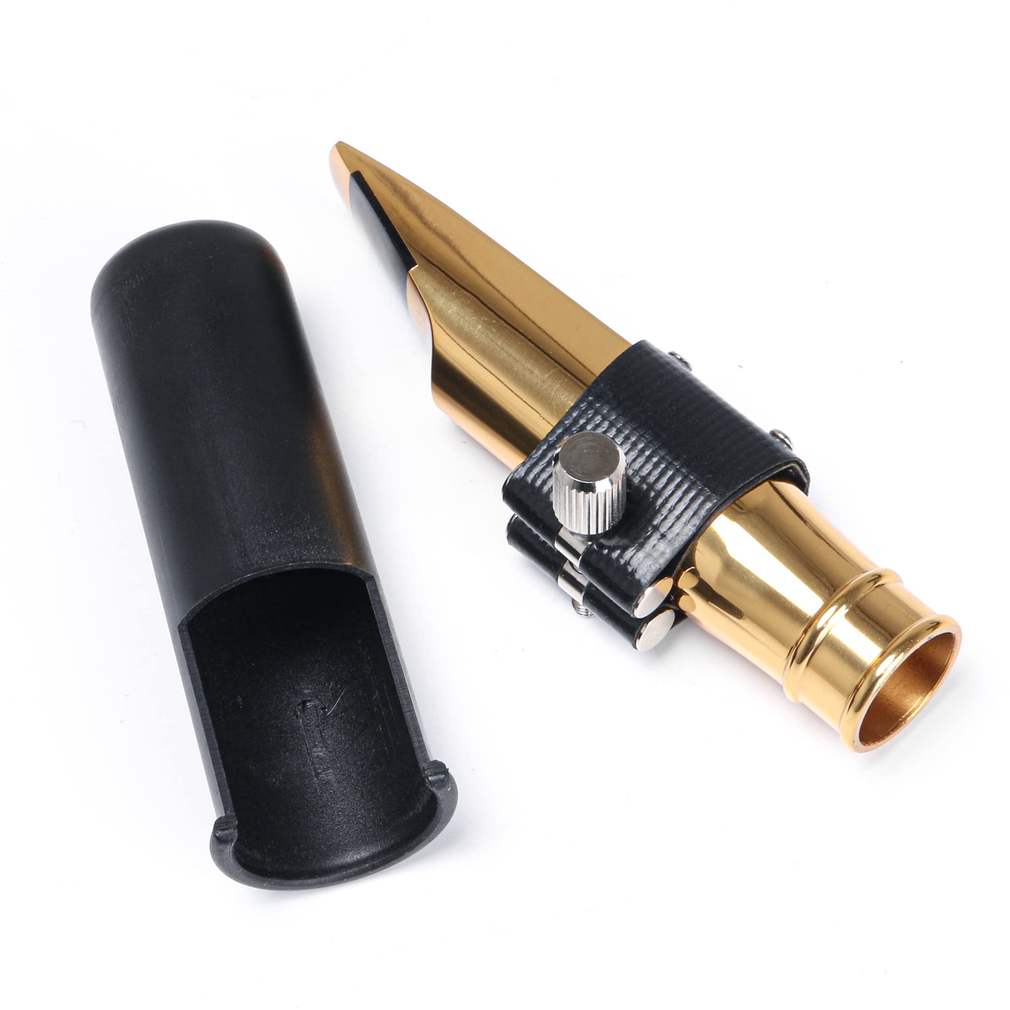 Yibuy Vergoldetes Jazz B-Flat Tenorsaxophon Mundstück 9# mit PU-Lederkappe