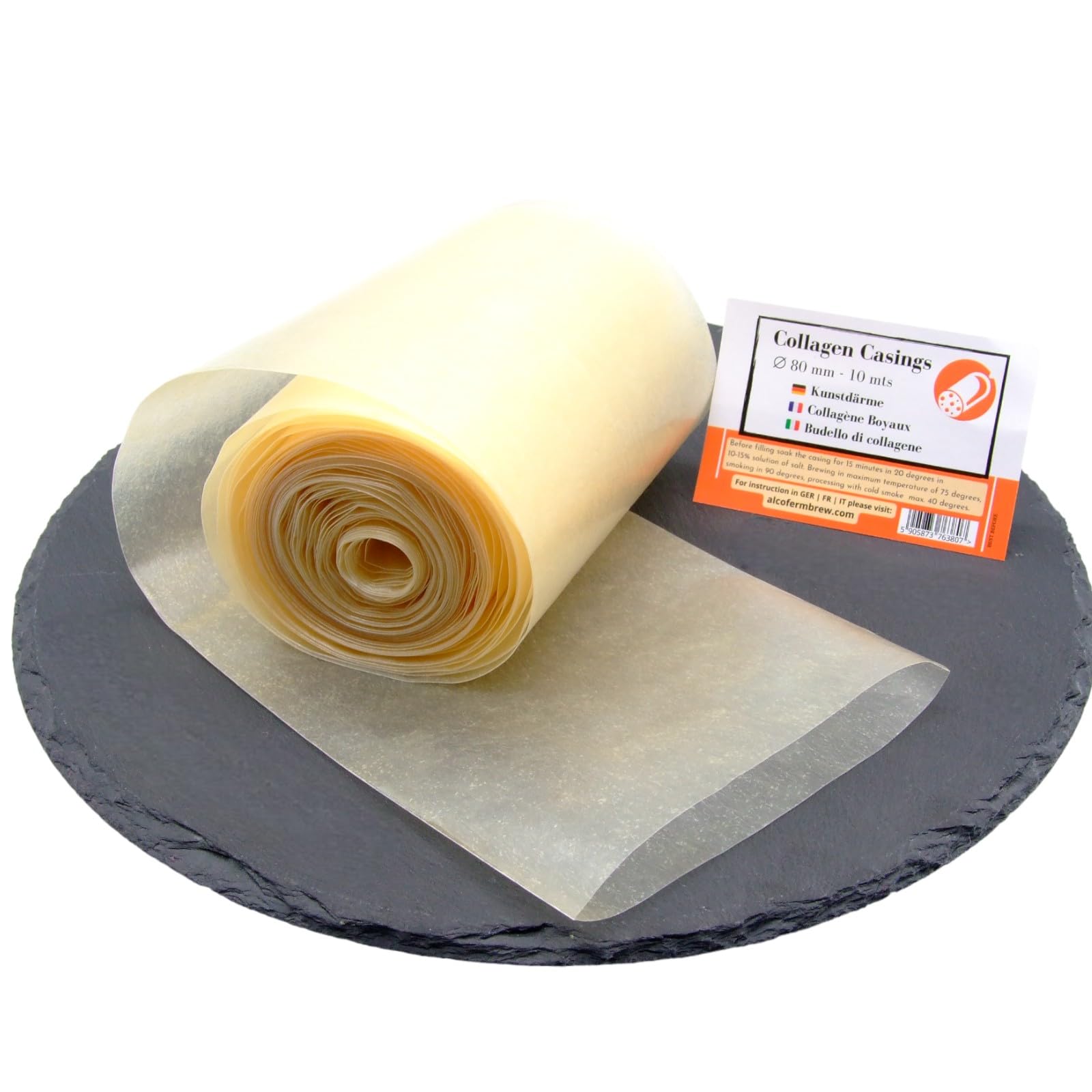 Cubiertas de Colágeno 80mm 10m para Rellenar Mortadela Salami Chorizo Apto Ahumado Cocción