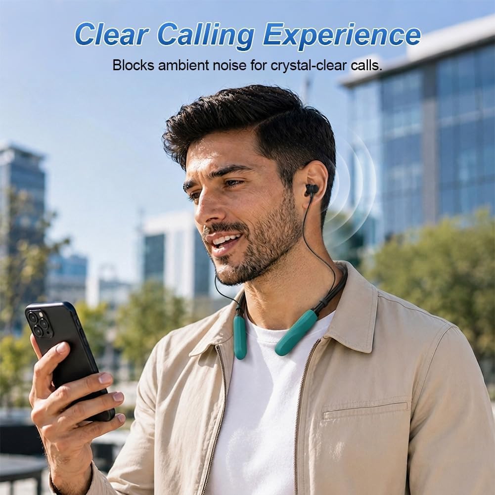 Auriculares Deportivos con Banda para el Cuello 200H de Reproducción, Auriculares Inalámbricos Neckband Bluetooth 5.3, Auriculares in-Ear Inalámbricos IPX6, Magnéticos para Correr, Gimnasio, Trabajo