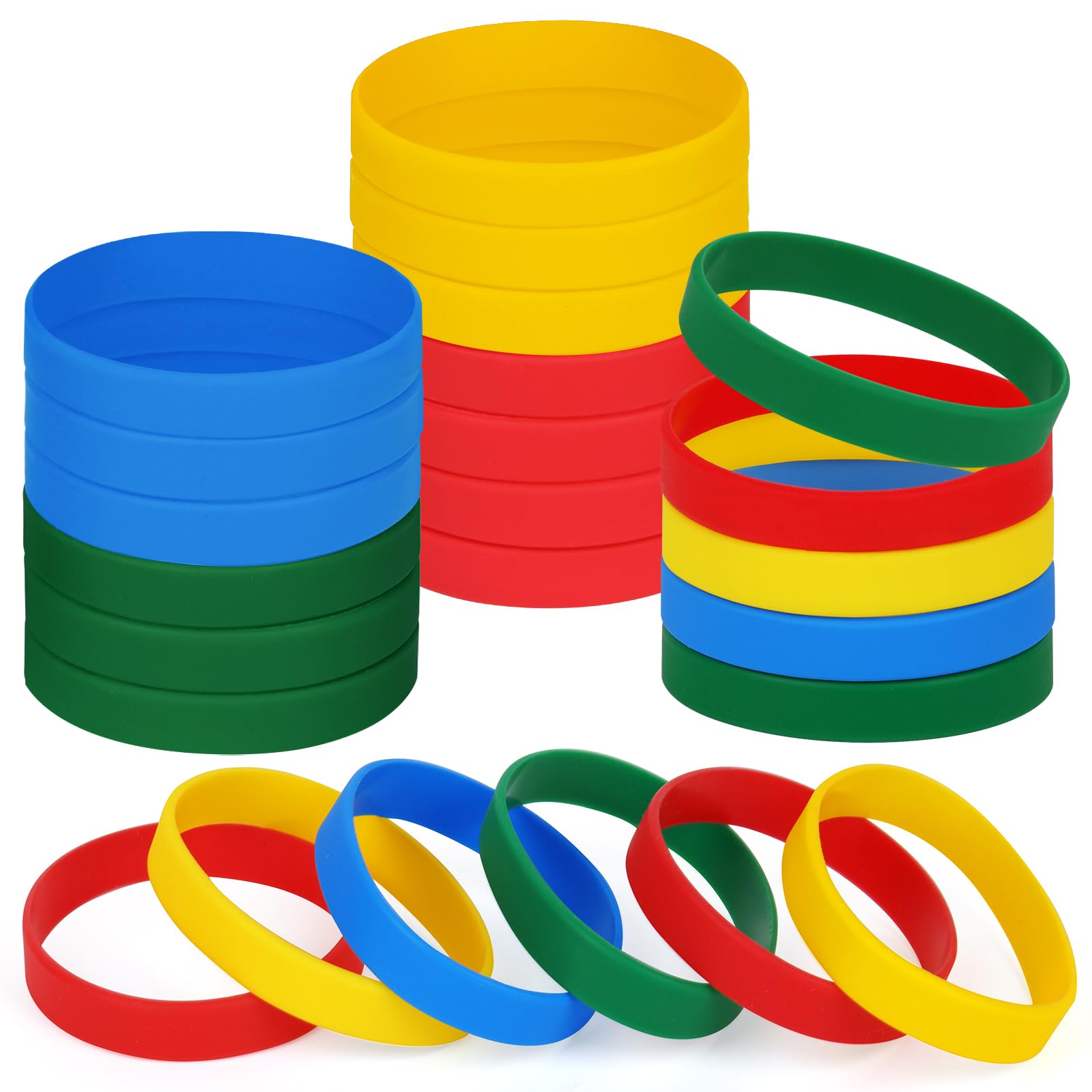 NAHRMY 7 inch Silicone Wristbands Blank Mix Color Rubber Bracelets for Adult Teen, 24 pcs Sports Party Silicone Elastic Wristband Bracelet bands for Events School Teacher Supplies โ image 1