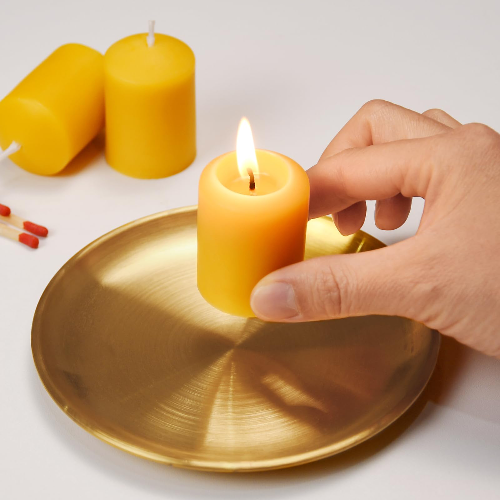Bienenwachs-Votivkerzen, 6 Stück, natürlich, klein, Votivkerzen-Set für Zuhause, Zimmer, Dekoration, Party, Hochzeit, Spa, Geschenk
