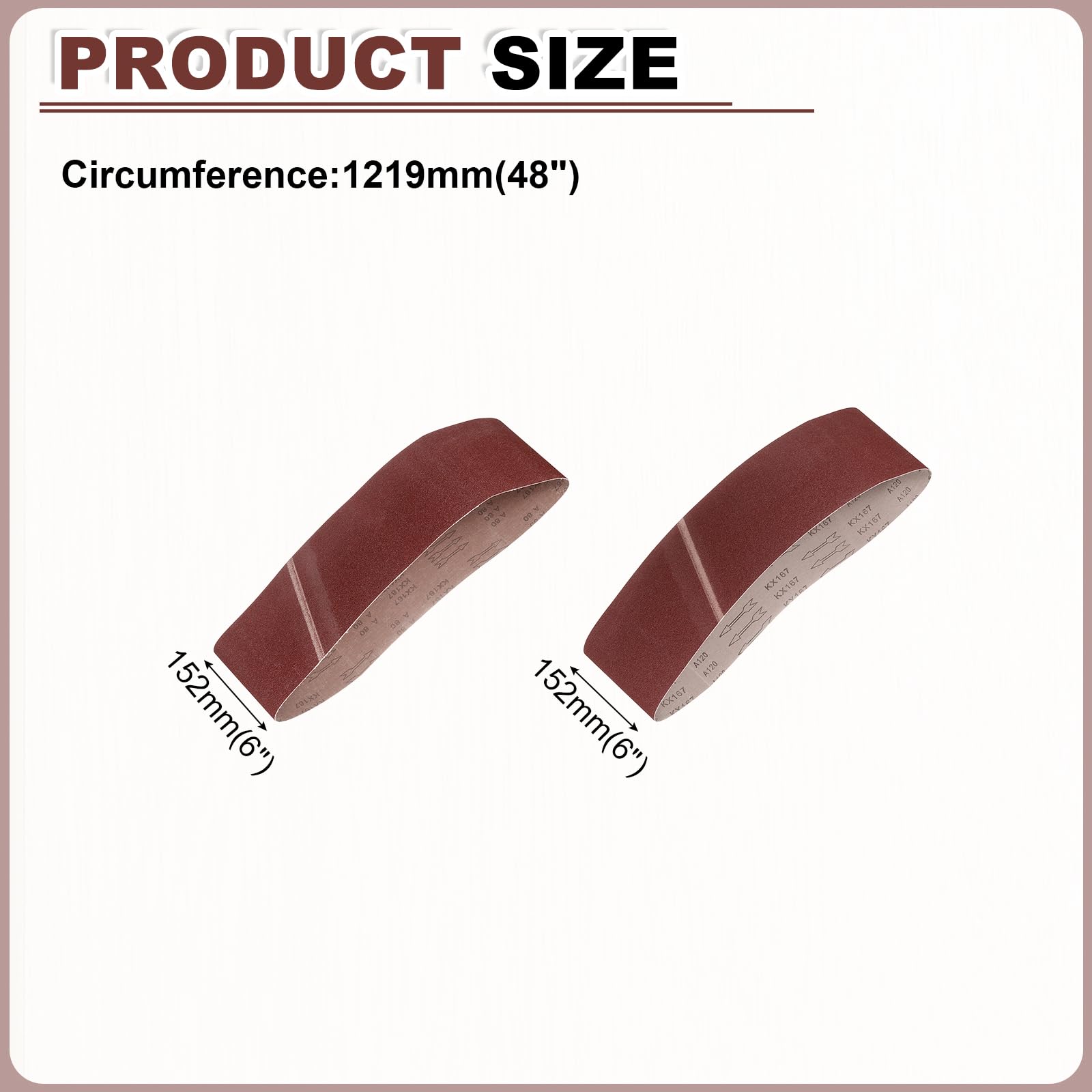 sourcing map Correas de lijado de 152 mm x 1220 mm, 20 unidades, grano 80/120, lijadora de óxido de aluminio, para carpintería, pulido de metal, afilador de cuchillos