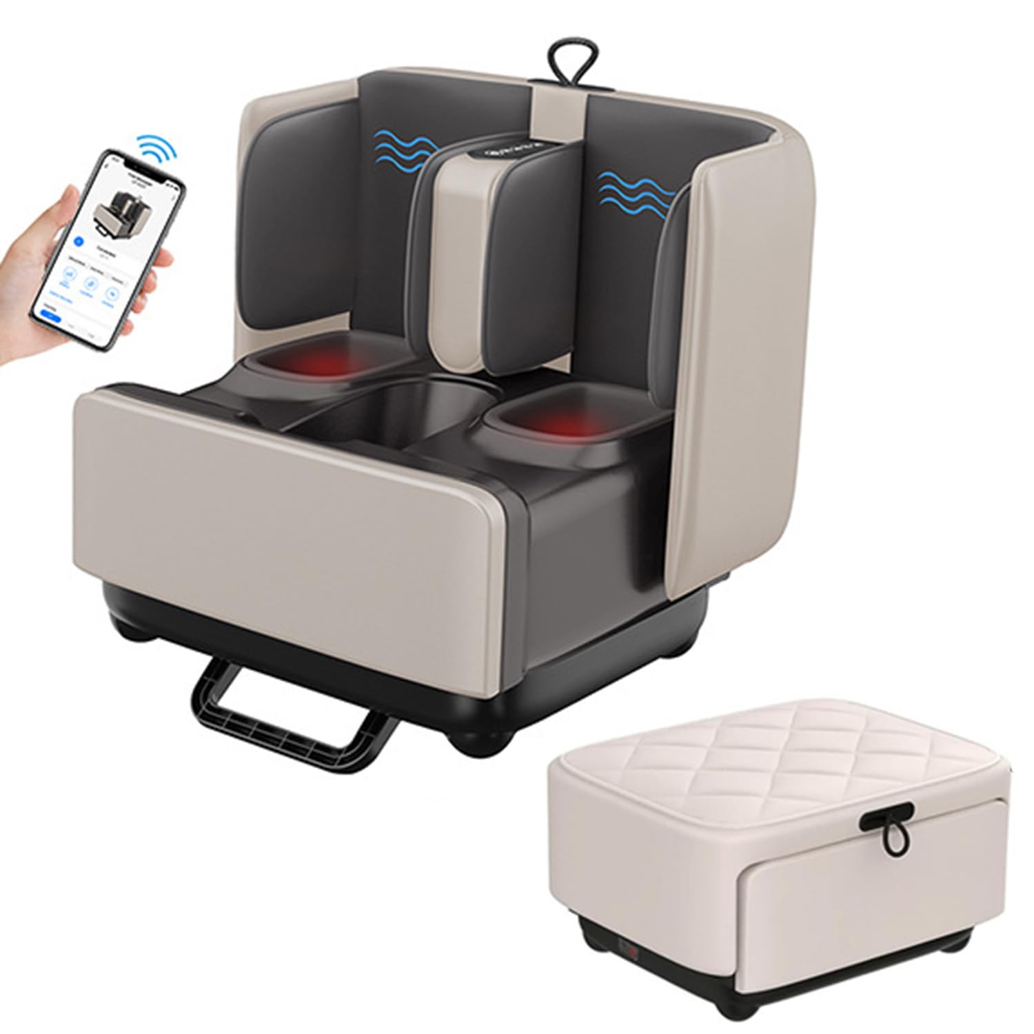 Massaggiatore Plantare Automatico, Massaggiatore Plantare 2 in 1 E Ottomana, con Calore, Impastamento, Vibrazione, Compressione, Rulli sotto Il Piede, per Polpaccio, Gamba, Fascite Plantare