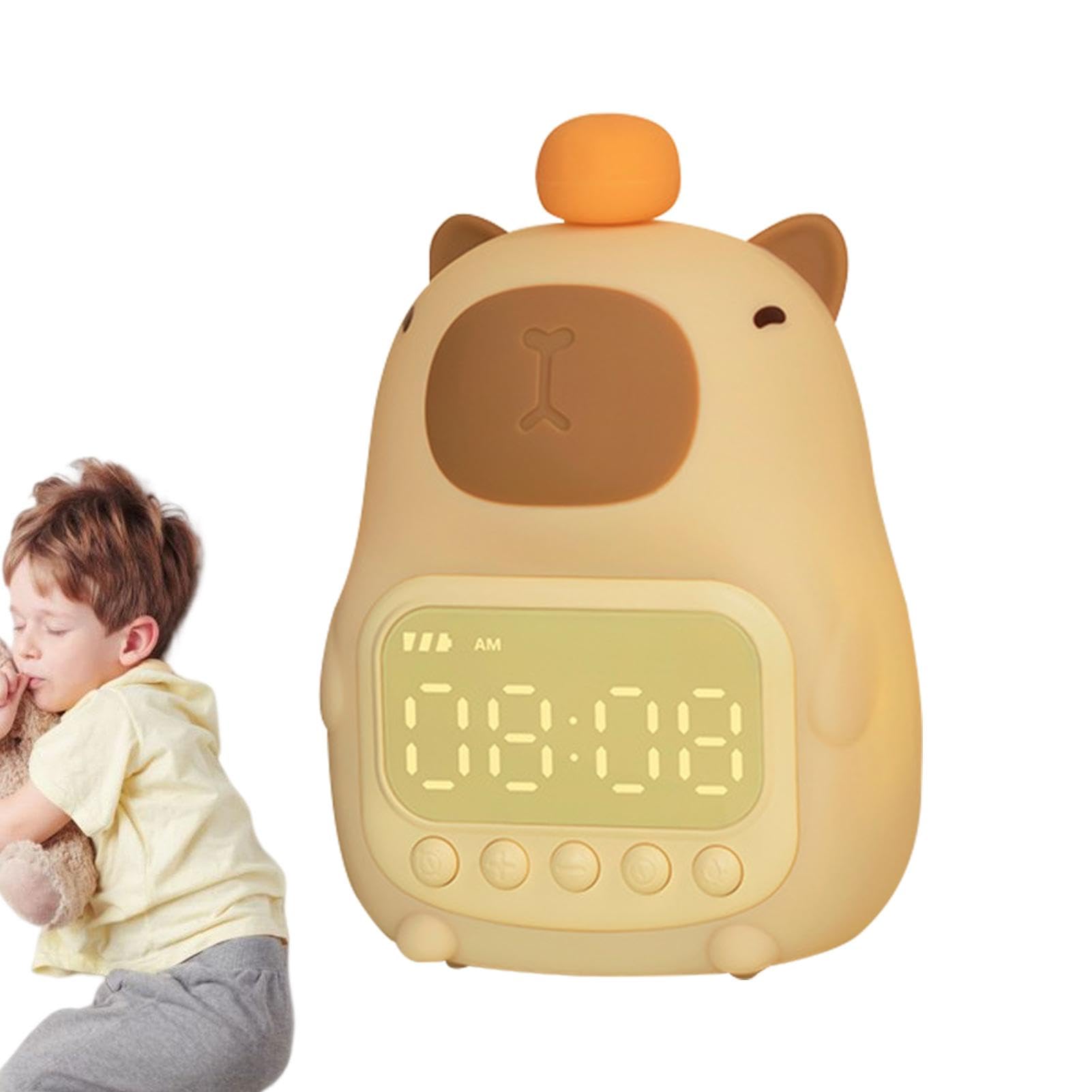 Wecker Capybara – Wecker aus Silikon, Capybara, Nachtlicht, wiederaufladbar, dimmbar, LED-Lampe, Meerschweinchen, niedlicher Wecker, Wecker für Nachtlicht, Vista Capybara, Digitaluhr,