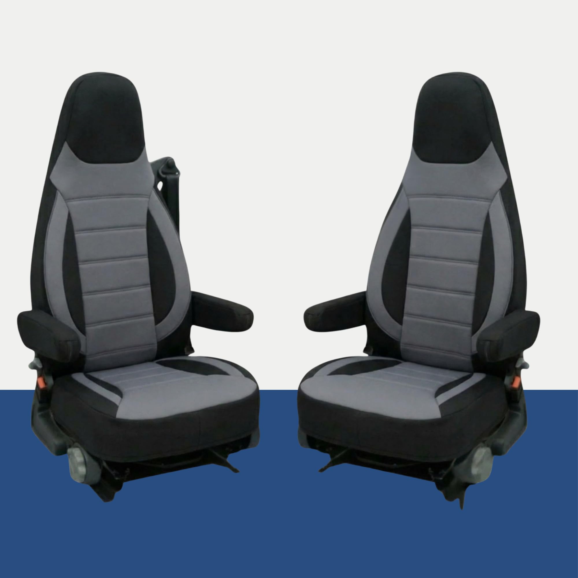 Lot de 2 housses de siège compatibles avec sièges de camping-car Aguti GIS Liner & Milan avec housses d'accoudoir, compatibles avec Pössl, Knaus, Adria, Carthago, etc. (beige)