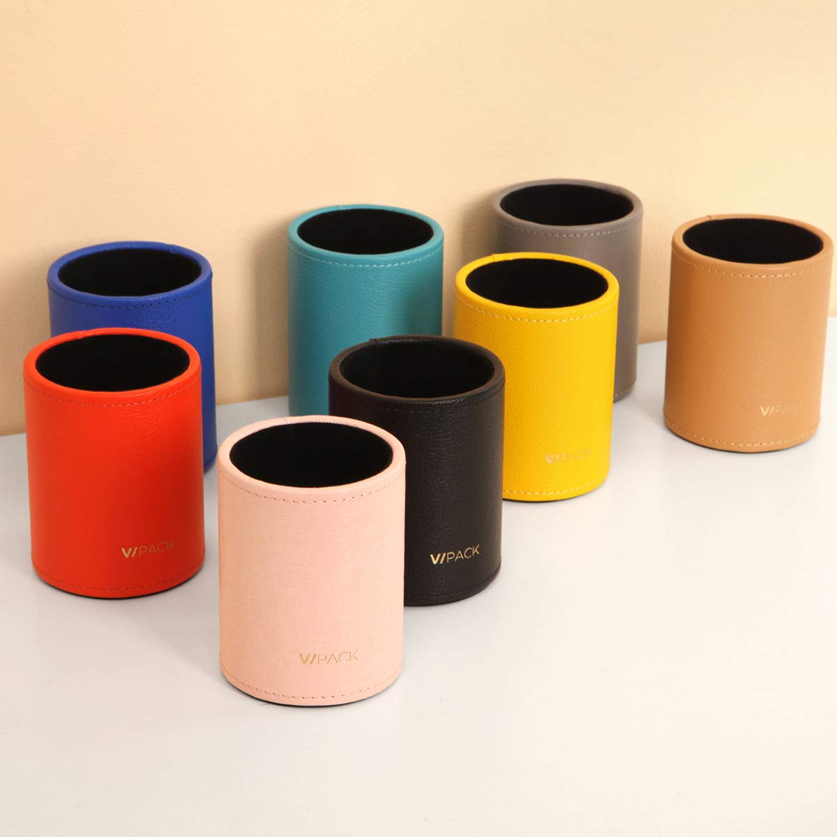FowardDecor PU Leather Pencil Holder With 2 Compartments Pencil Box Pen Organizers...