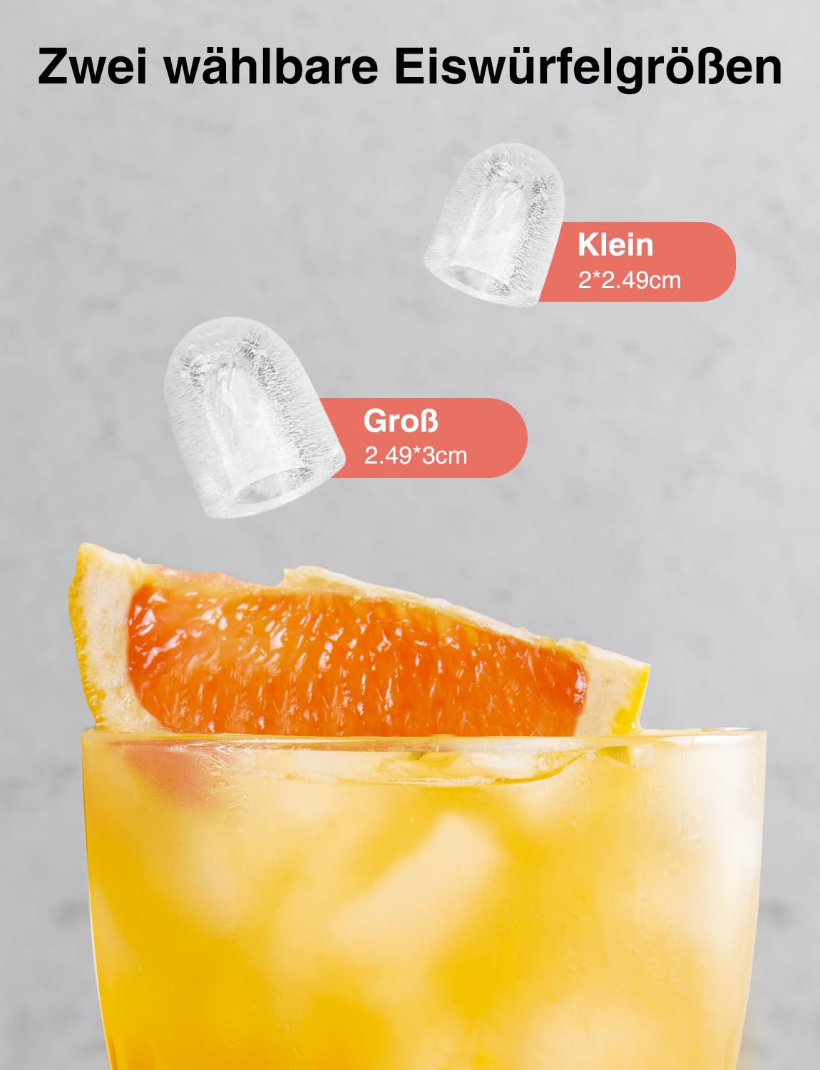 CROWNFUL Eiswürfelmaschine, Tragbar Eiswürfelbereiter 9 Würfel in 6 Minuten fertig, Selbstreinigende Eiswürfelmaschinen,12 KG/24H Stunden, ideal für Zuhause, Küche, Büro, Bar, Party