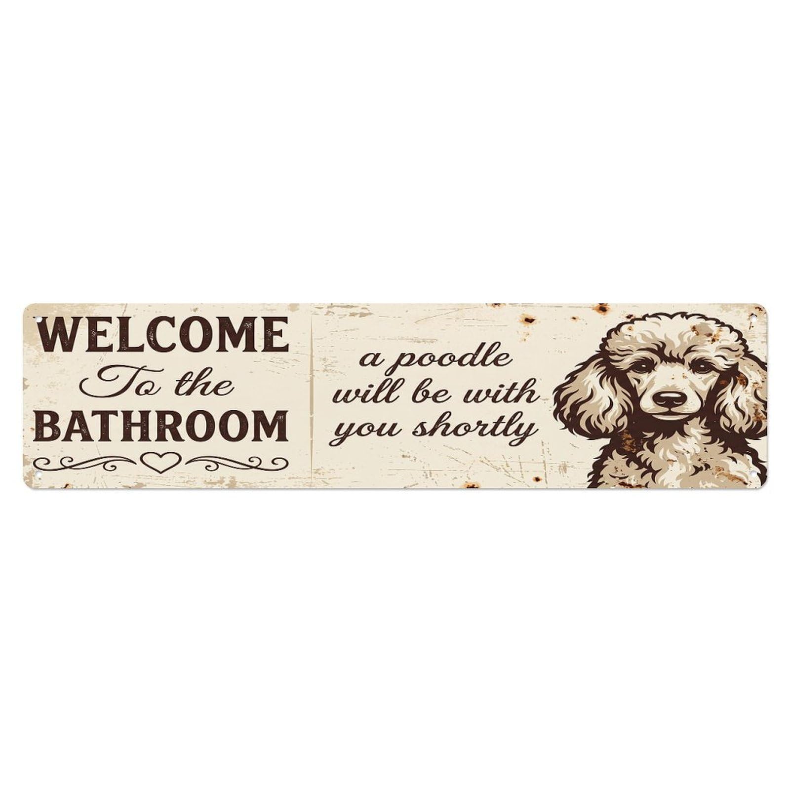 Vintage WELCOME To The BATHROOM Poodle Metal Tin Sign