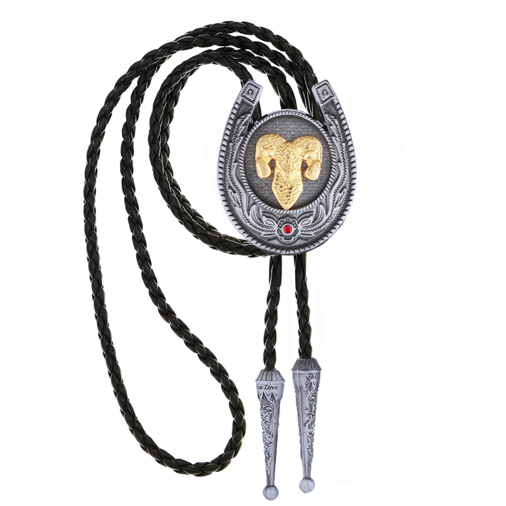 Bolo Tie for Men Women Cowboy Turquoise Celtic Natural Tiger Eye Stone Longhorn Bull Western Leather Bolo Necktie