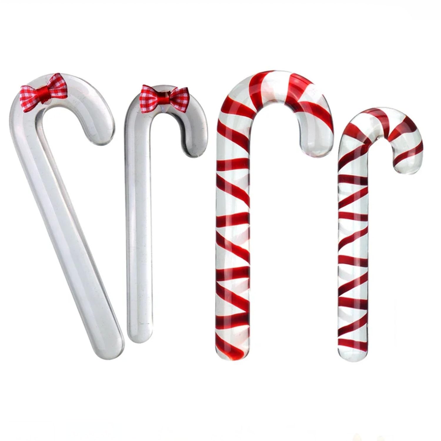 Glass Sex Toy Wand Double-Ended Butt Plug Anal Beads G-spot Stimulation to Dildo Christmas Gift Candy Cane Unisex Anal Butt Plug for Men Women (17.5cm, Candy A): 16cm Bow