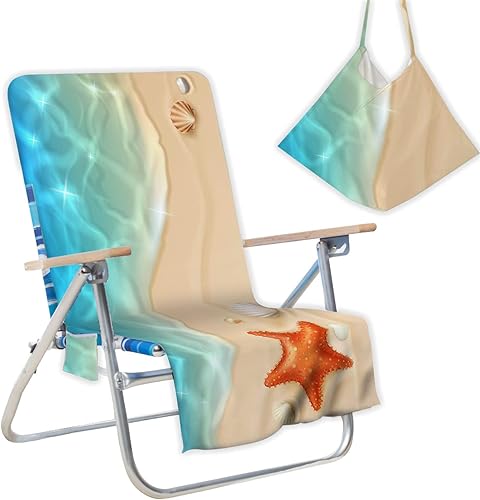 SUBCLUSTER Fundas de toalla para silla de descanso, funda para tumbona, toalla de playa de microfibra con bolsillos de 59 x 28 pulgadas para jardín,