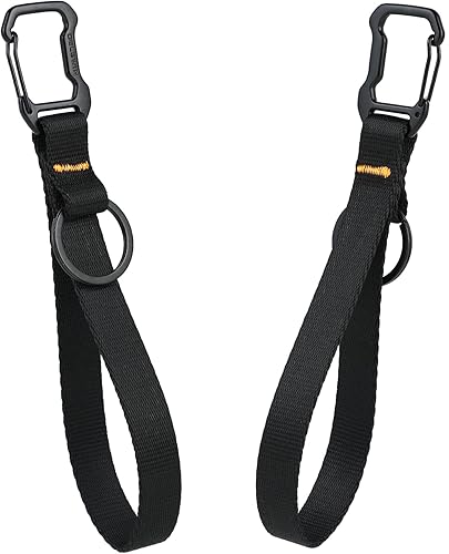Vista 9 de DELSWIN Correa de muñeca con mosquetón y llavero, llavero de muñeca resistente, color negro Negro (1 paquete) - 9.5" Largo