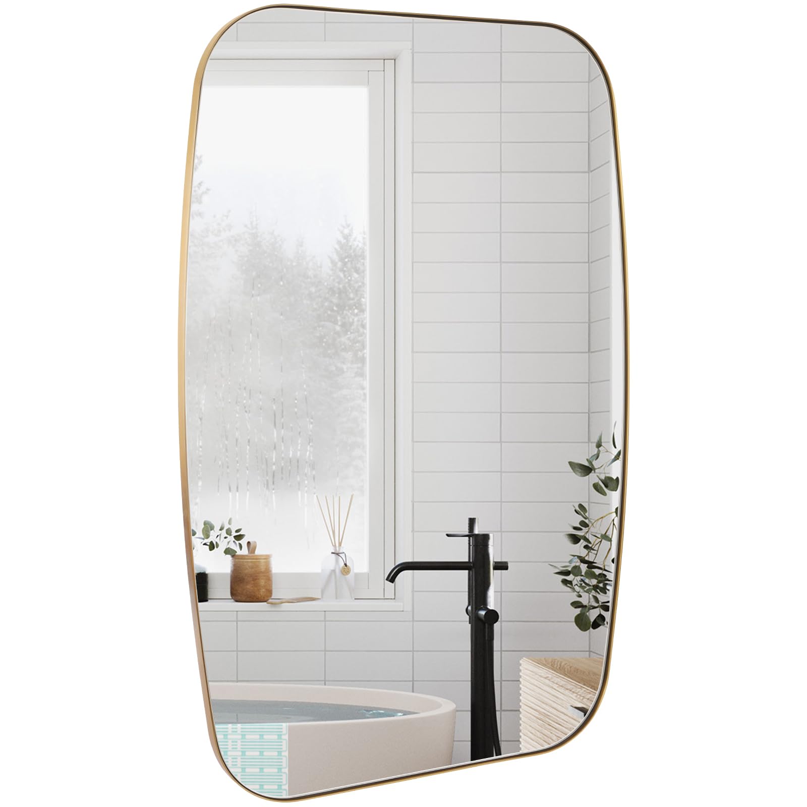 Oval Mirrors for Bathroom 30 48 Gold Vanity Mirror with Stainless Steel Metal Frame Brushed Gold Oblong Bathroom