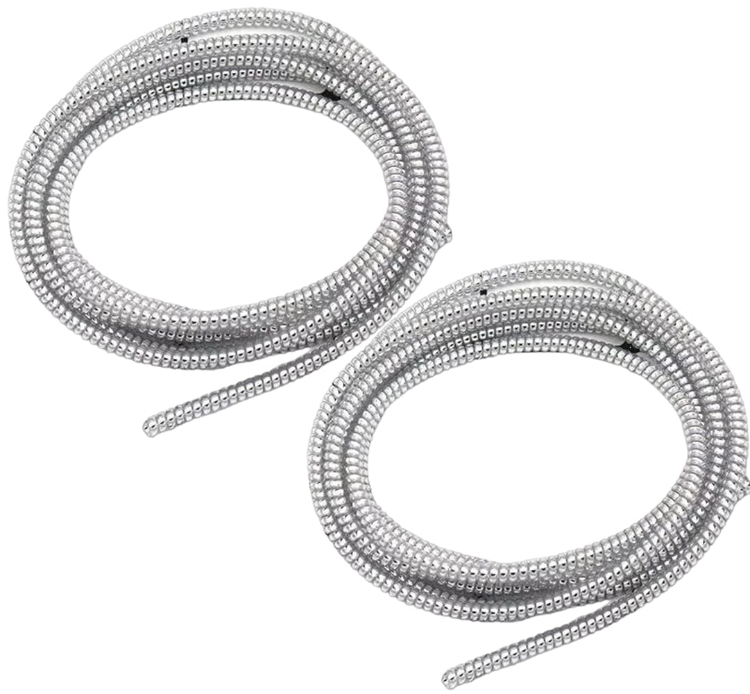 Spiral Cable Protector - Metallic Finish Silicone Cable Management Solution with Cable Organizer, Wire Cover, and Cord Wrap - Keep Your Cables Tangle-Free and Protected (2 Silver)
