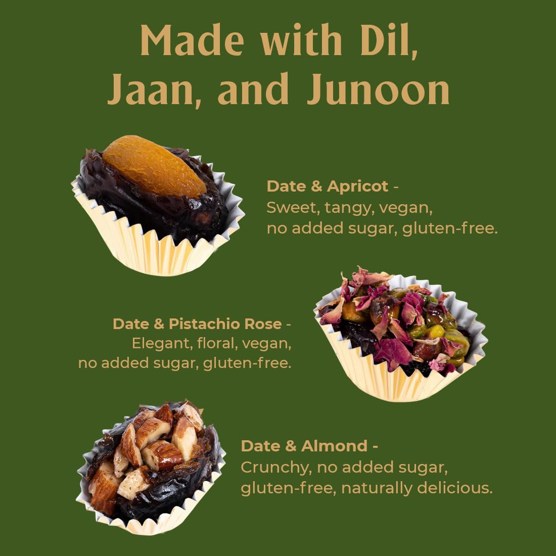7 Bazaari Nuts In Dates Pack of 12 | No Added Sugar | Almond Honey, Pistachio Rose & Apricot Stuffed Dates | Healthy Snacks Sweets | Premium Gift Box | Gourmet Sweets Box for Festive & Corporate Gifting 3