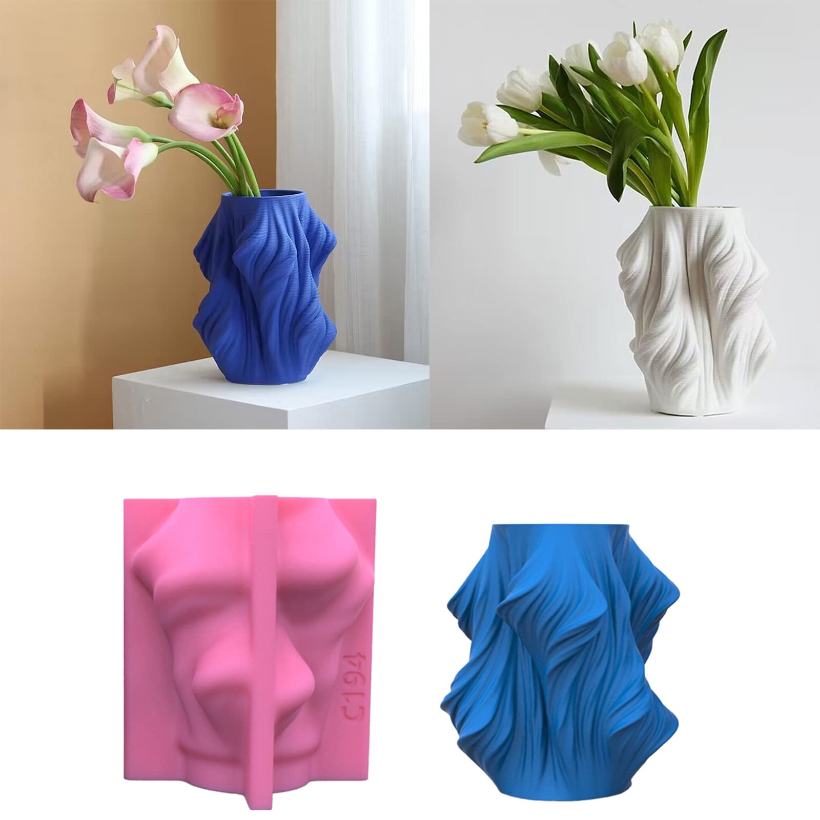 Art Pot - Molde de silicona para almacenamiento de flores, molde de resina epoxi, adecuado para contenedores de joyas, decoración del hogar, moldes para fundición de resina