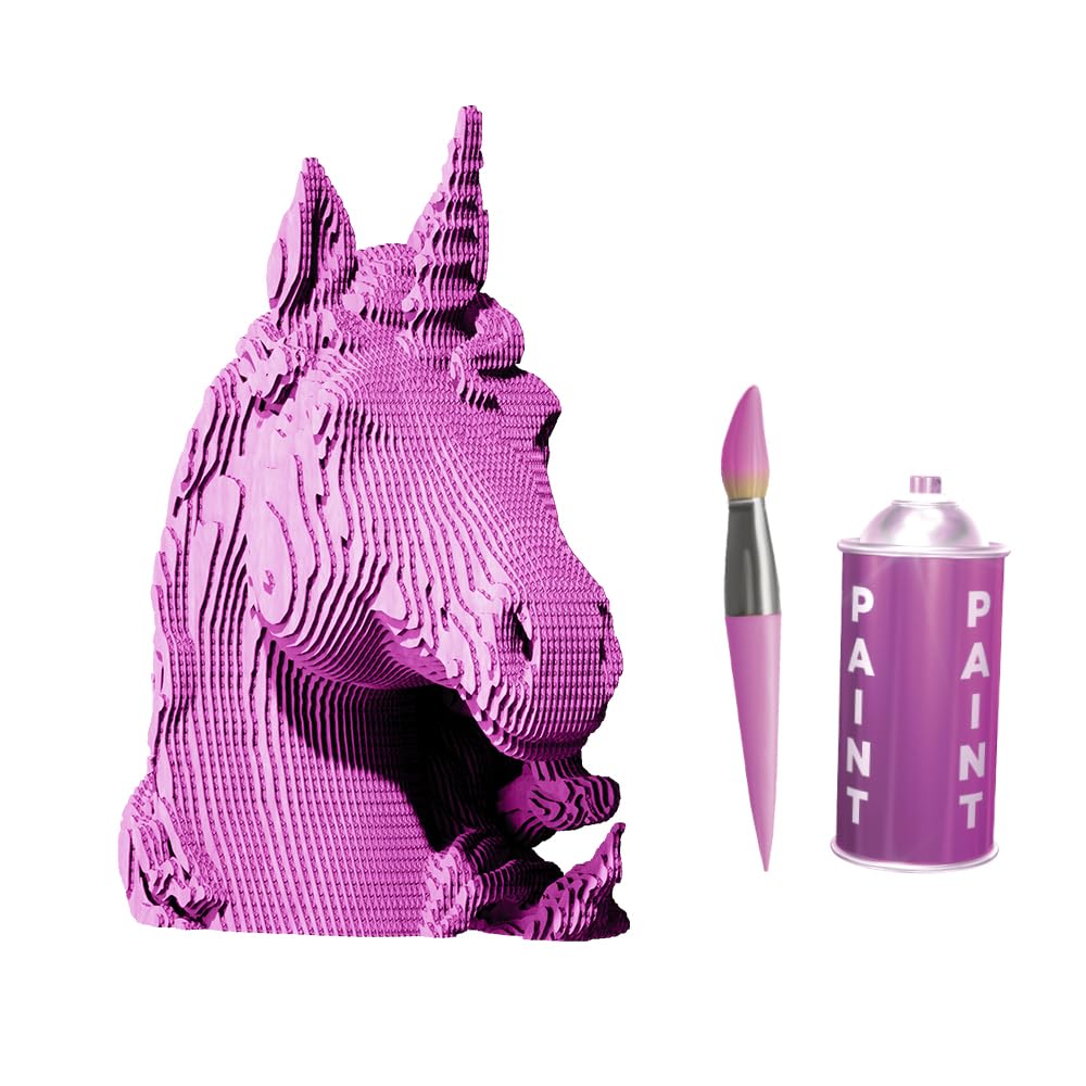 Licorne Puzzle 3D en Carton – Maquette à Monter | 65 Pièces, 18 × 18 × 9 cm – Kit Sculpture DIY à Peindre, Matériaux Recyclés, Ados & Adultes, Idée Cadeau Déco