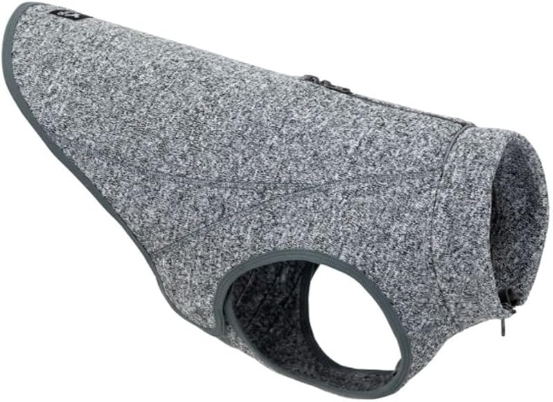 Suéter Kurgo Core, negro jaspeado, extra pequeño | Acogedora capa de forro polar para perros, ideal para climas fríos, detalles reflectantes, cremallera bidireccional para arnés/correa, lavable a máquina