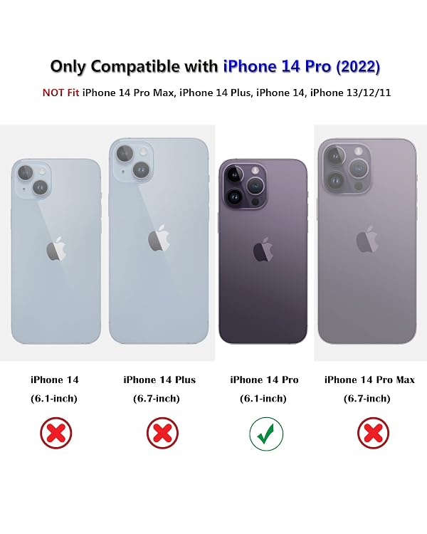 JIAXIUFEN Case Compatible with iPhone 14 Pro, with Screen Protector + Camera Lens Protector Glitter Plated Flower Shockproof Clear Floral Design Protective Women Phone Cover, Purple Butterfly by JIAXIUFEN - Image 6