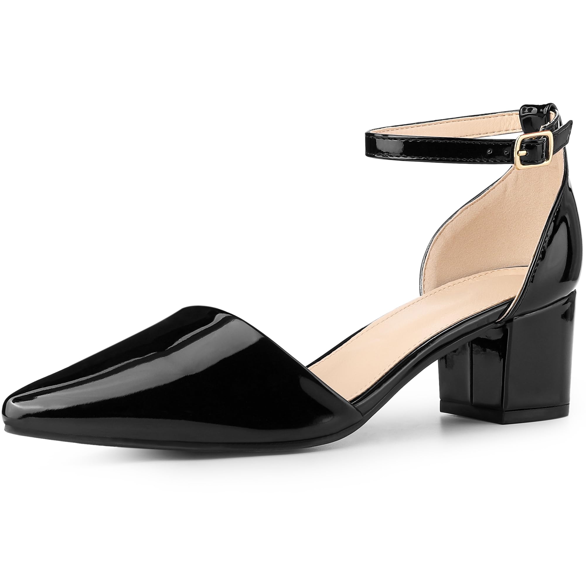 pointed toe chunky heels with ankle strap