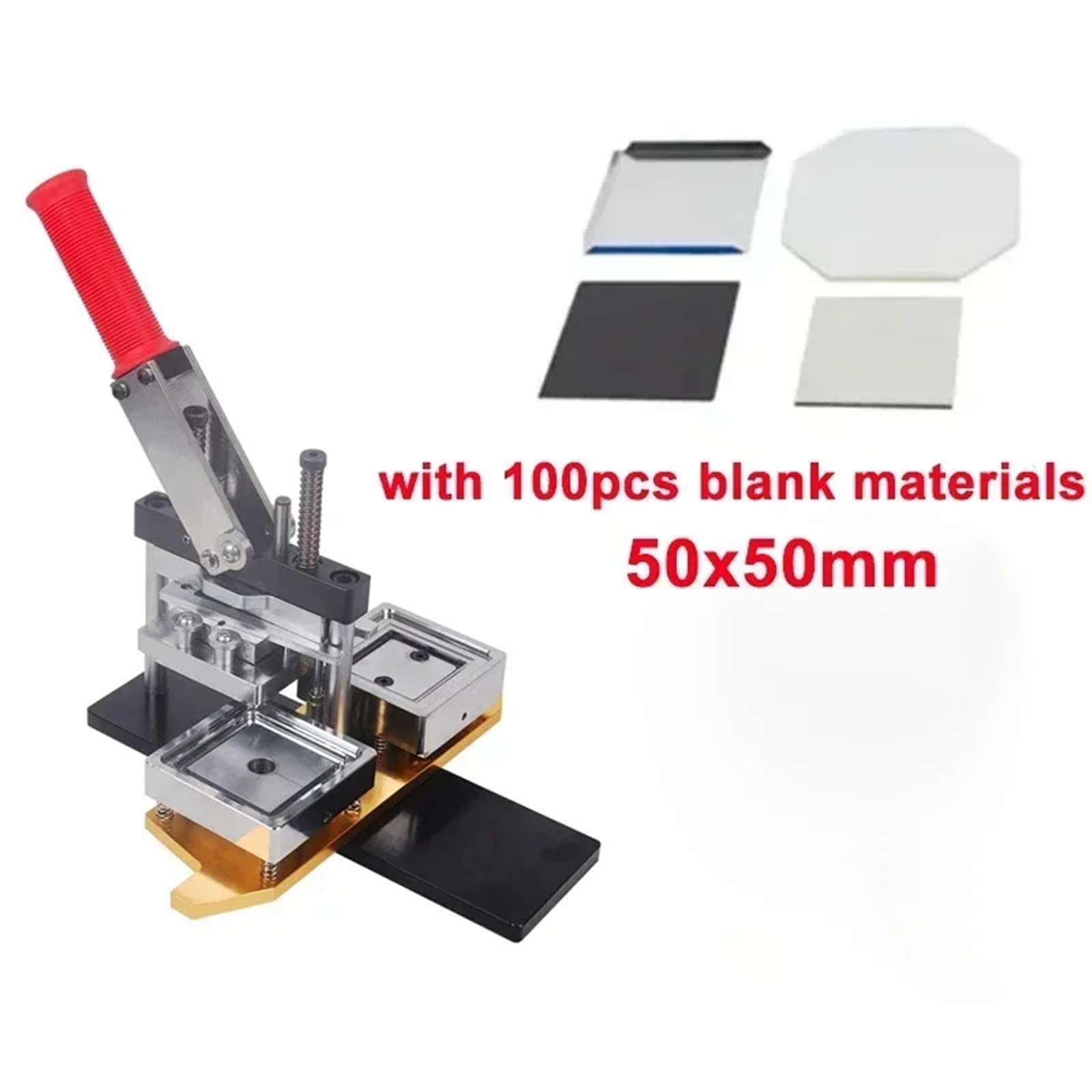 Pin Badge Making Kit 50x50mm/63.5x63.5mm Quadrato Frigorifero Badge Pressa Macchina Rotante Che Fa Macchina Para 100 PZ Magnete Parte(50x50mm Set)