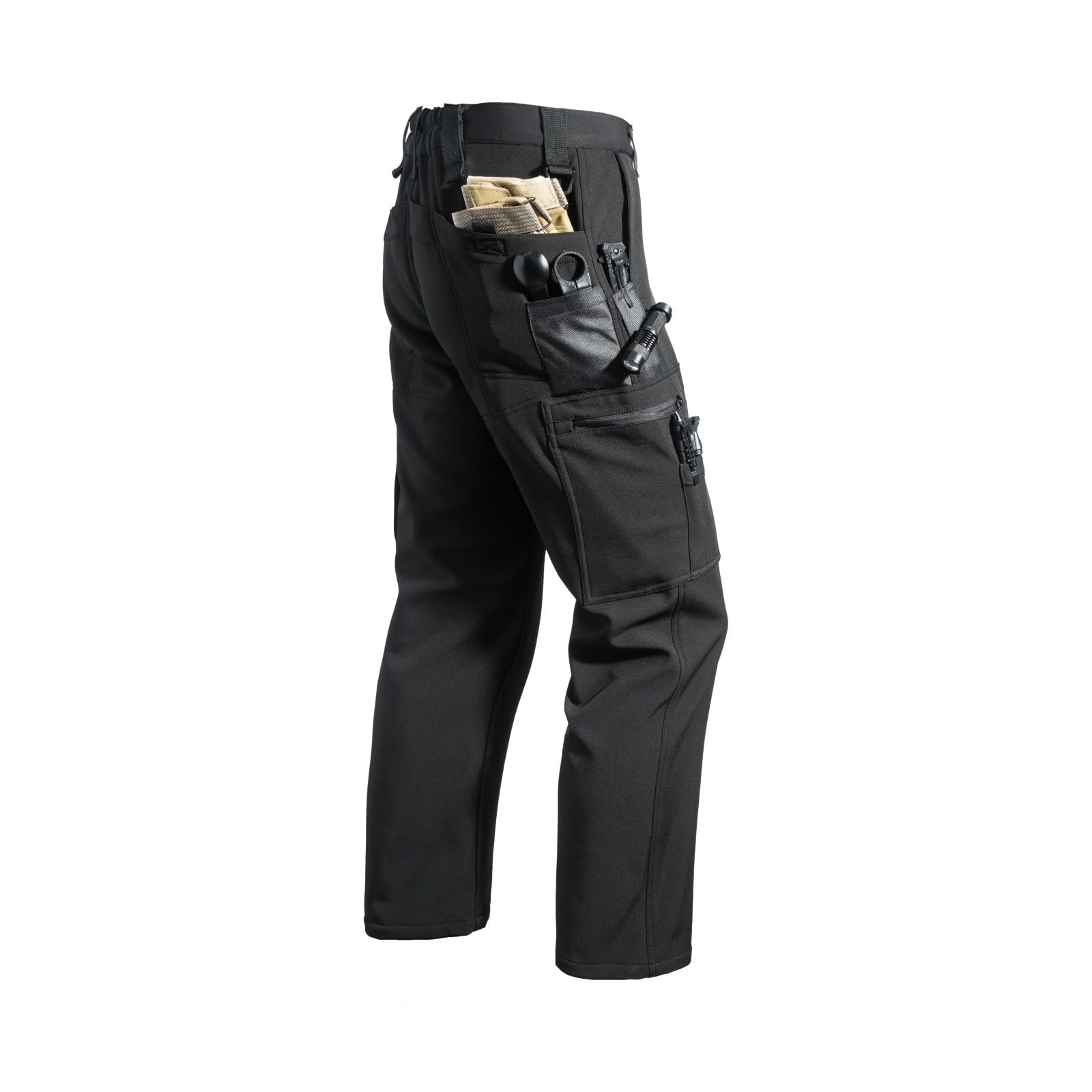 Pantaloni cargo da uomo invernali foderati in pile, impermeabili, resistenti agli strappi ed elasticizzati, multitasche, per attività all'aperto, escursioni e tempo freddo