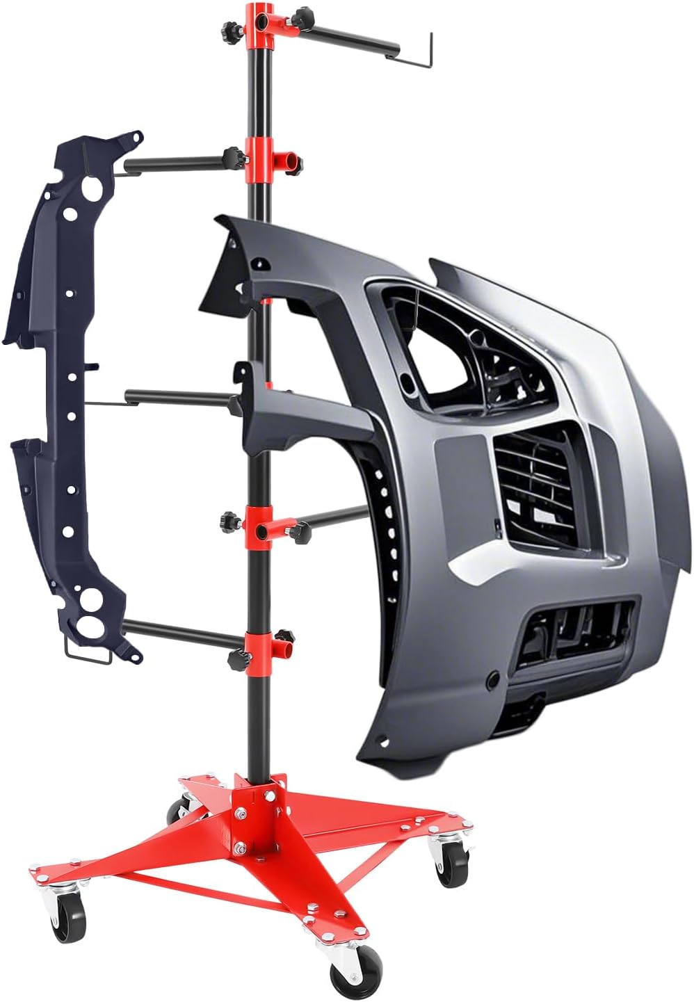 Auto Body Panel Tree Holder Paint Stand, 48" Heavy Duty Auto Body Repair Tool with Wheels Commercial Adjustable Center Post Hang Paint Spray Stand for Automotive Doors Bumpers Fenders Hoods