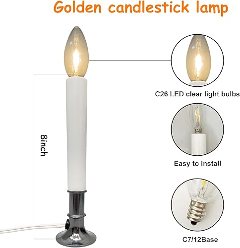 Miniatura 2 de Abeja Velas eléctricas de Navidad para ventana, lámpara de vela de Navidad enchufable con 4 bombillas LED C26, enciende la vela en la oscuridad y se