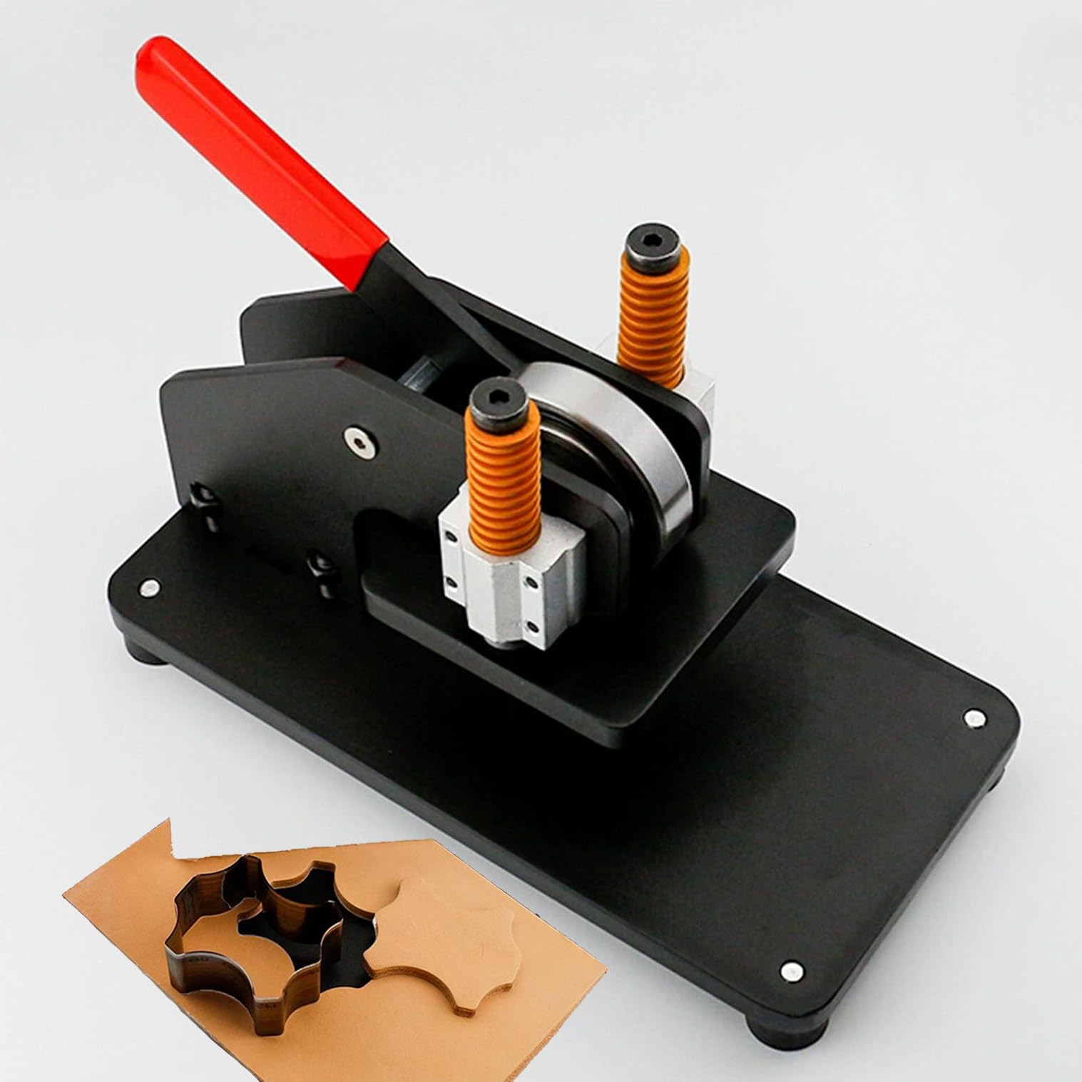 BOOZXCV Manual Leather Die Cutting Press with Mat Plate, 1 Ton Pressure, 23.8mm Height, 10x10cm Panel for Leathercraft DIY Projects