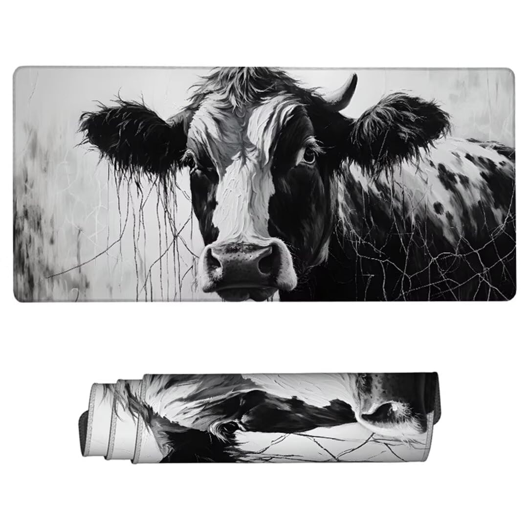 Podkładka pod mysz do gier, 1500 x 800 x 3 mm duża czarna podkładka pod mysz dla graczy, pod ręką pod mysz z wołem, szyta podkładka pod mysz, antypoślizgowa gumowa podstawa, dekoracja na biurko ZH-784