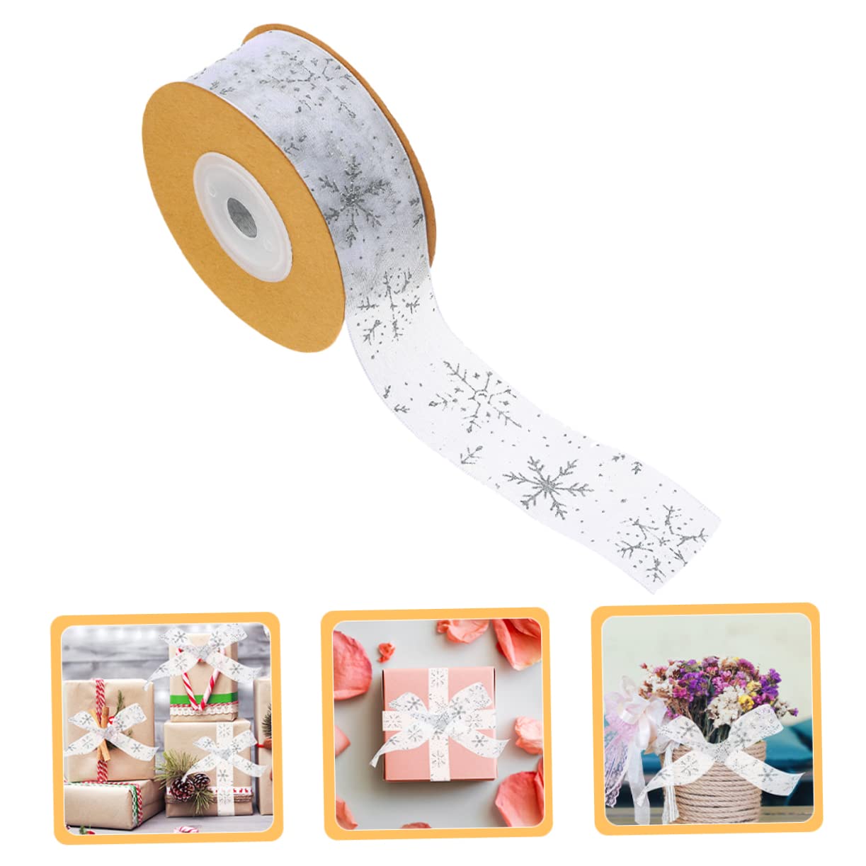 TEHAUX 4rollen Weihnachtsdeko Schleifenband Mit Schneeflockenmuster Für Geschenkverpackung Und Bastelprojekte Geeignet Für Festliche Anlässe Und Dekorationen
