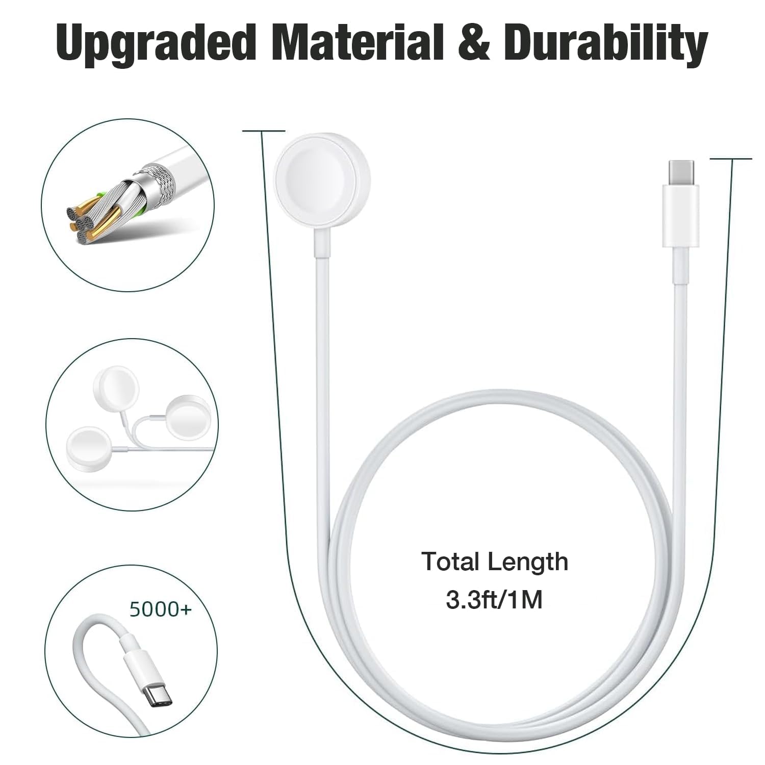 USB C Watch Charging Cable for Apple Watch, Wireless Magnetic Charger for iWatch, 1 Metre Watch Cable Type C Portable Charging Station Compatible with Apple Watch Series 10/9/8/7/6/5/4/3/2/1/Ultra — Amazon image 4
